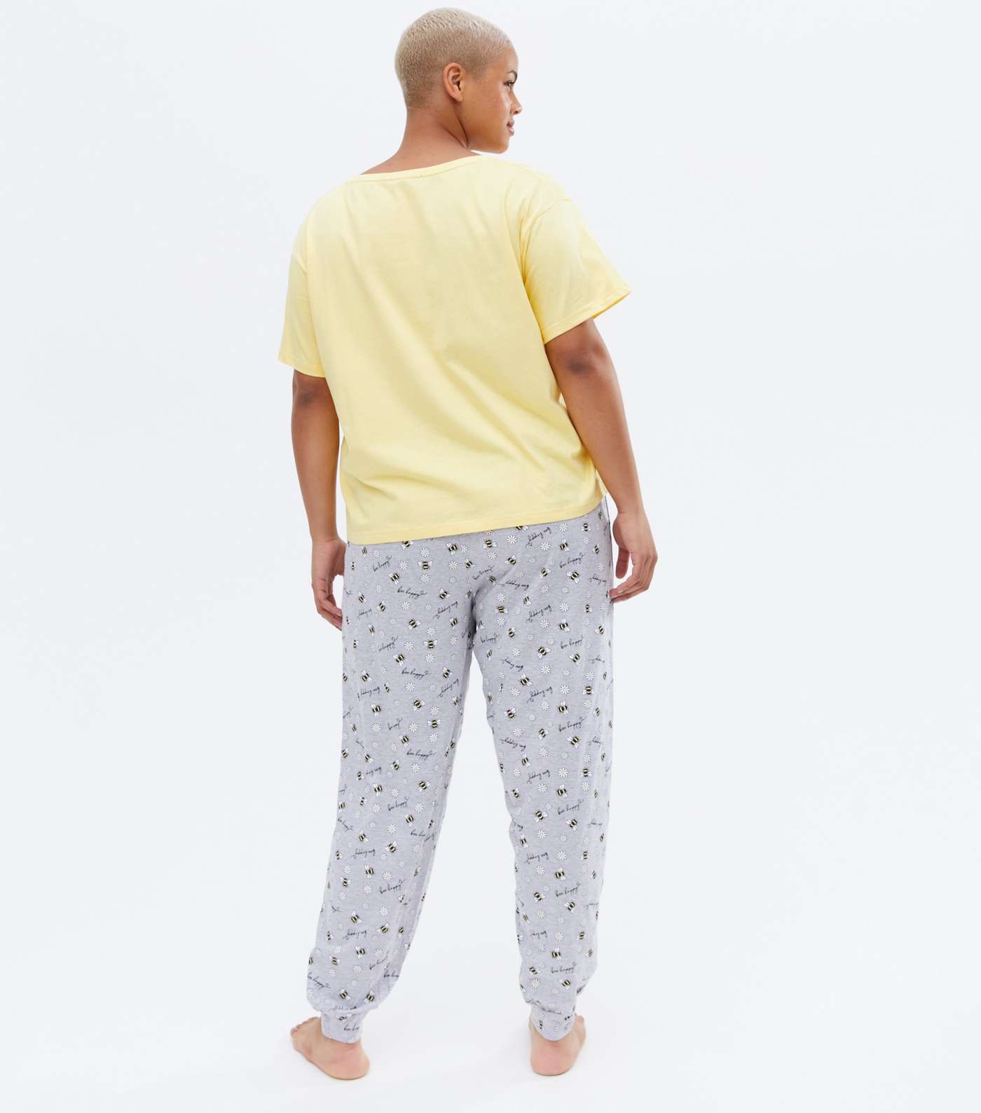 Curves Yellow Jogger Pyjama Set with Bee Logo Image 4