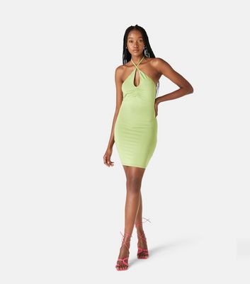 fenty drawstring mini satin dress