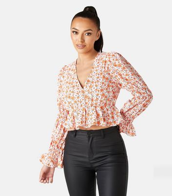 Click to view product details and reviews for Urban Bliss White Floral Ruched Sleeve Peplum Blouse New Look.