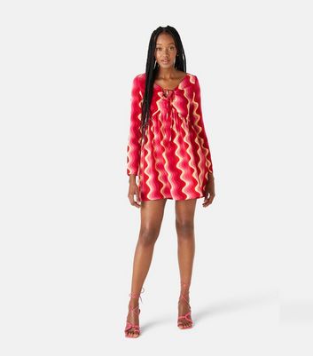 Click to view product details and reviews for Urban Bliss Pink Swirl Tie Front Mini Dress New Look.