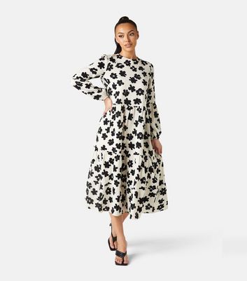 Urban Bliss Women's White Floral Midi Smock Dress New Look - UK 8