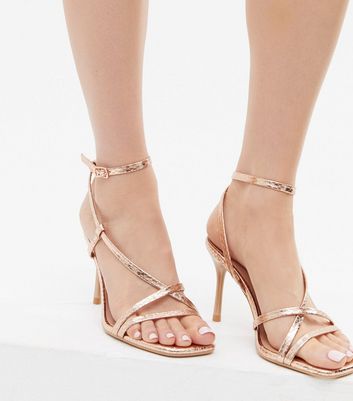 Citrus Rose Gold, Wide Fit Flare-Heel Courts | Dune London