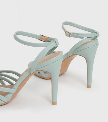 Mint Green Strappy 2 Part Stiletto Heel Sandals New Look