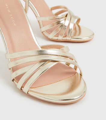 New look gold strappy hot sale heels