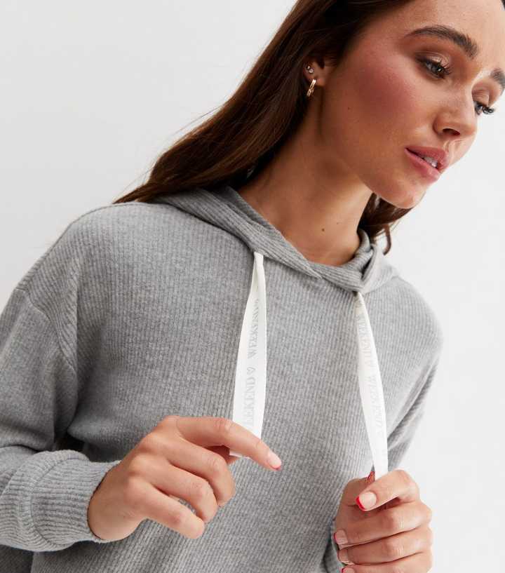 grey ribbed hoodie