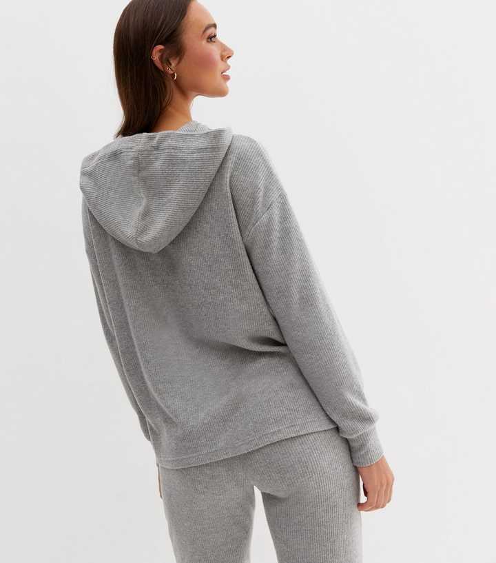 grey ribbed hoodie