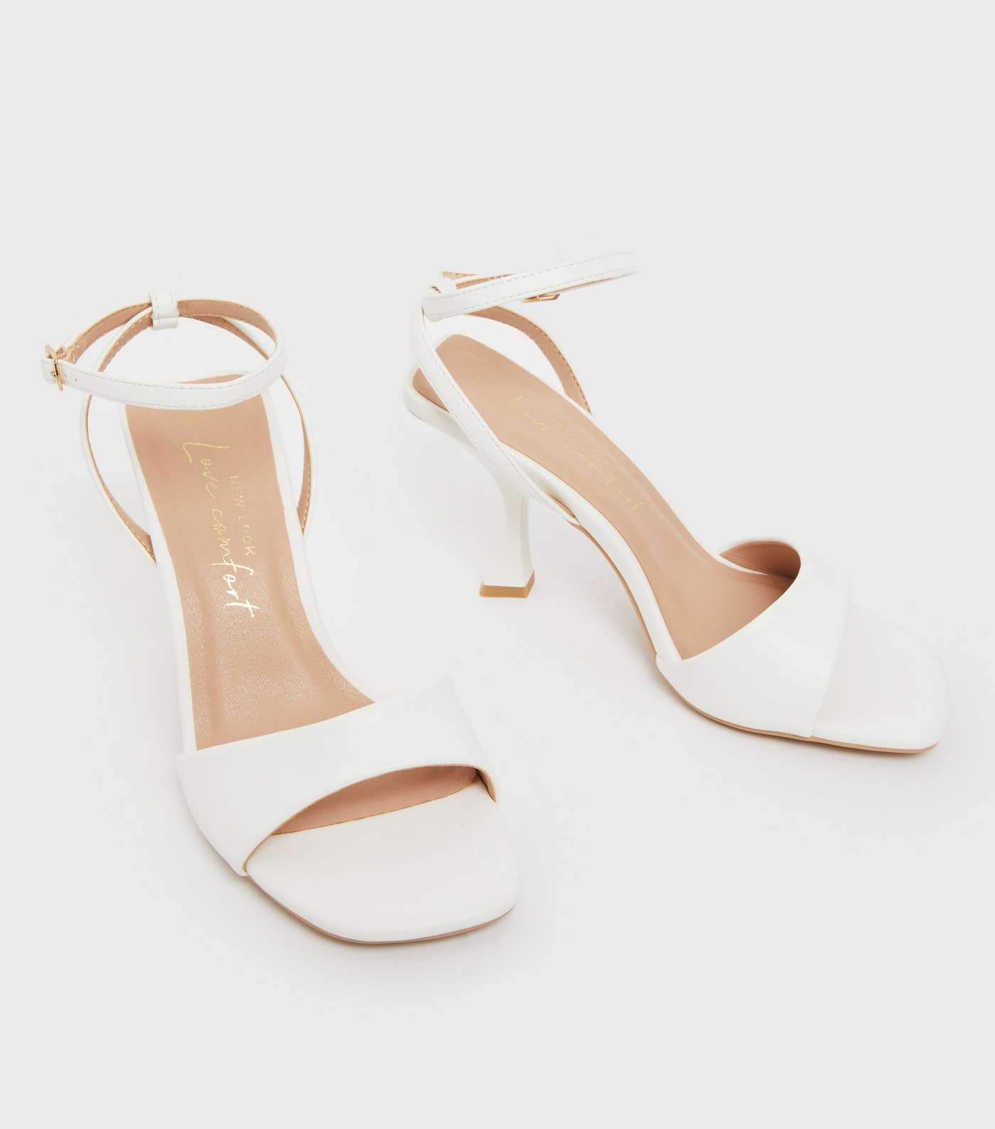 White Curved Stiletto Heel Sandals Image 3