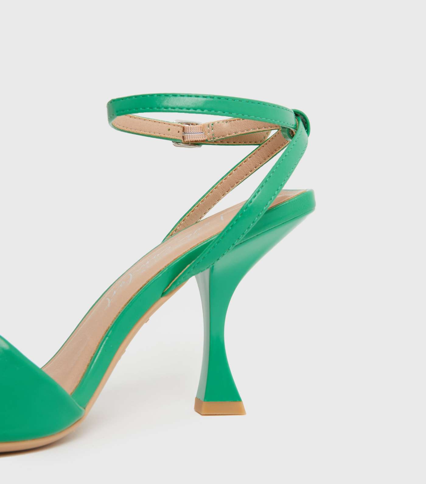 Green Curved Stiletto Heel Sandals Image 4