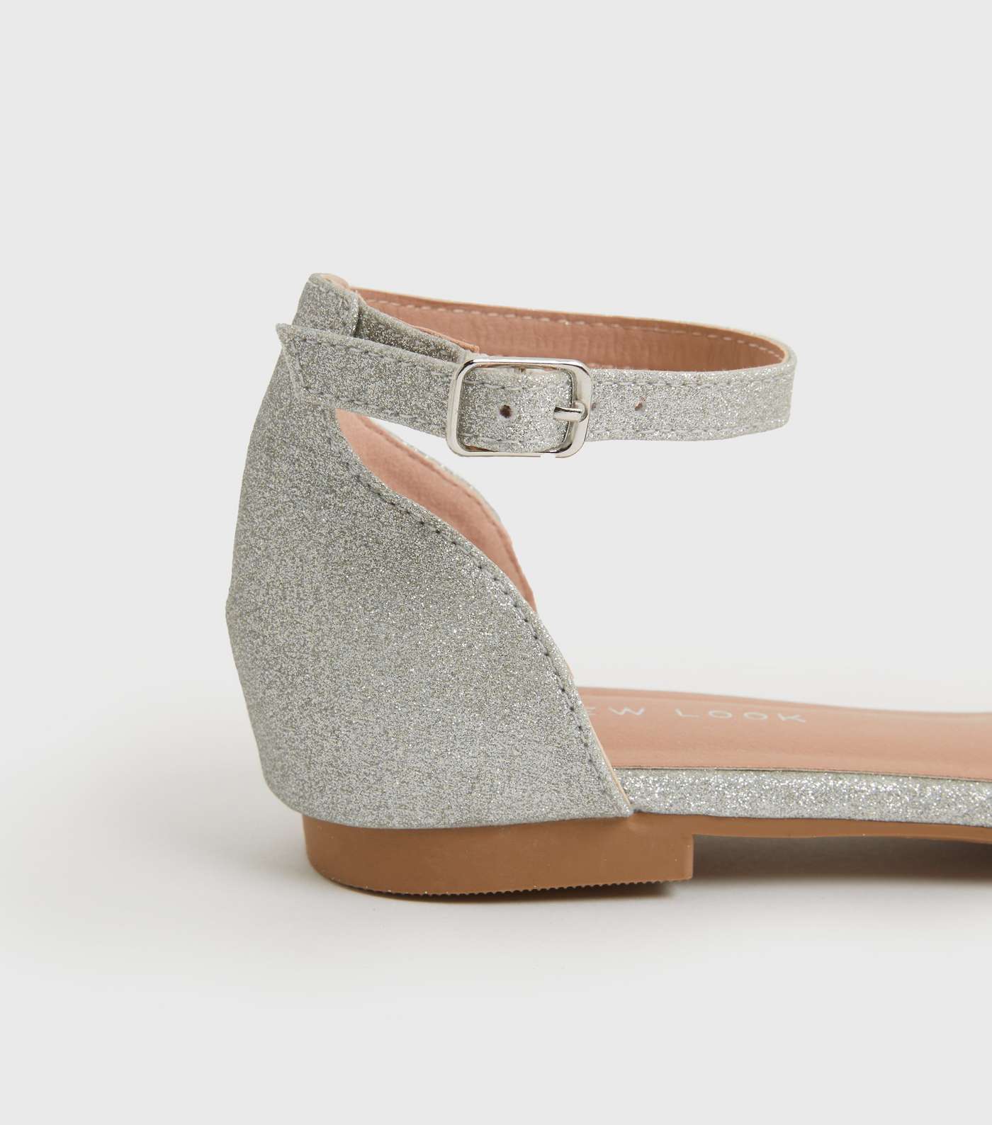 Silver Glitter Pointed Ballet Pumps Image 4