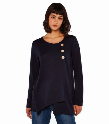 Click to view product details and reviews for Apricot Navy Long Sleeve Button Wrap Top New Look.