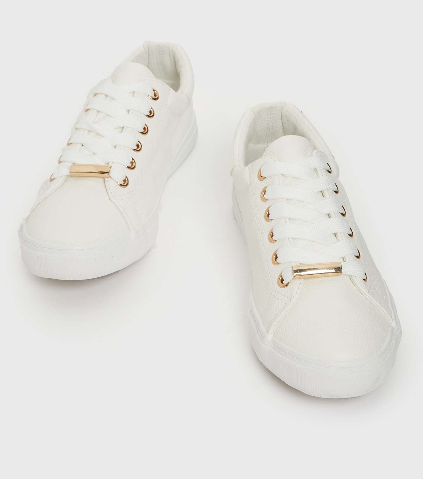 Wide Fit White Metal Trim Lace Up Trainers Image 3