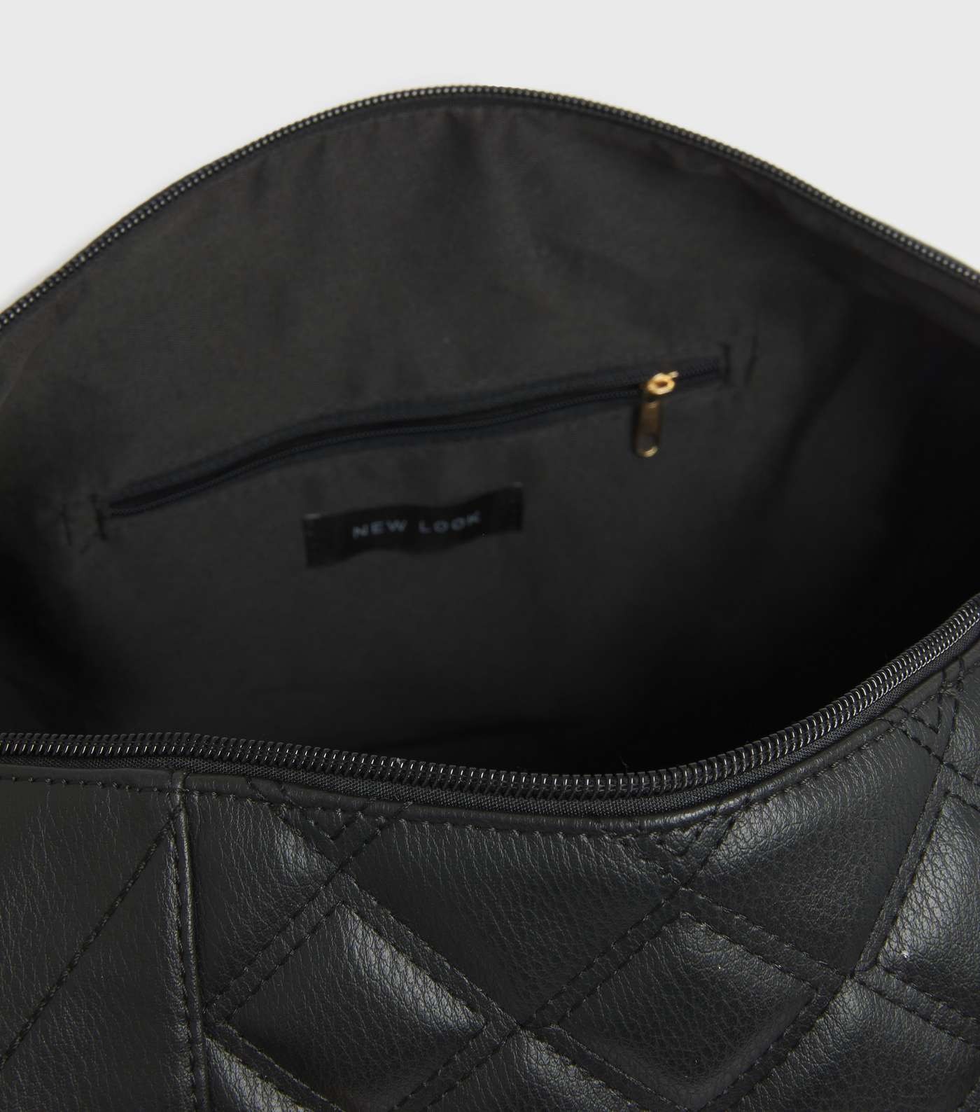 Black Quilted Leather-Look Weekend Bag Image 4