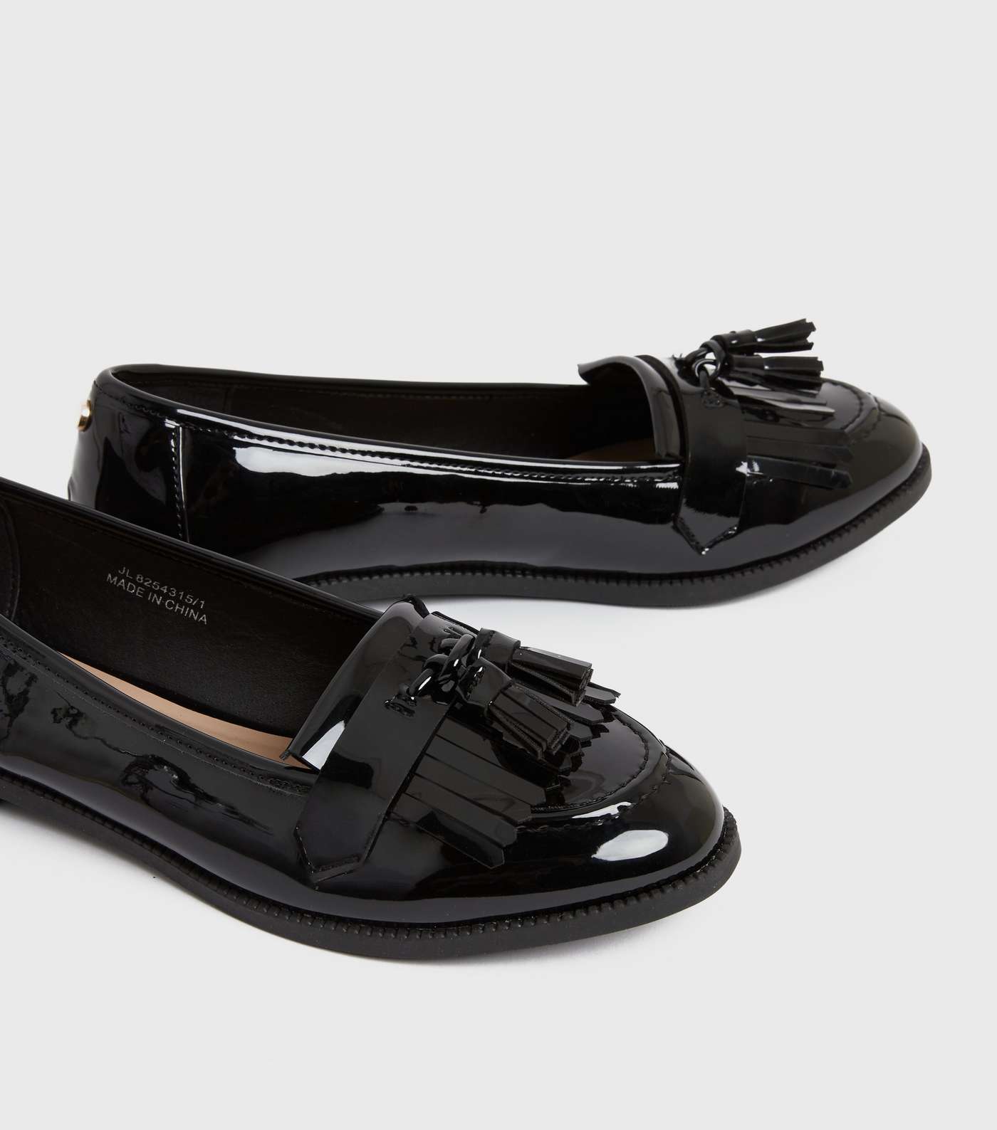 Black Patent Tassel Rounded Loafers Image 3