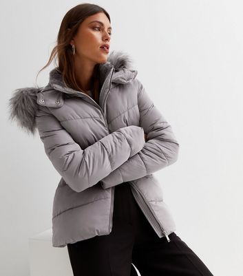 Curves Black Leather-Look Faux Fur Collared Aviator Jacket | New Look