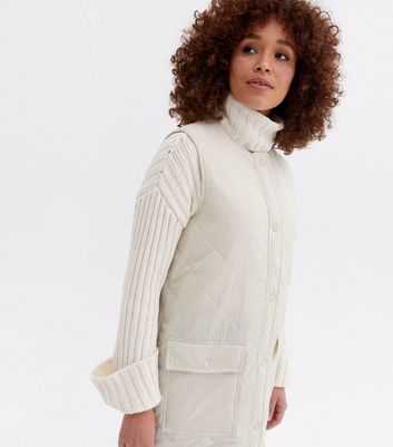 Click to view product details and reviews for Jdy Cream Quilted Long Waistcoat New Look.