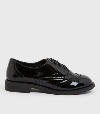 Ladies patent sales brogues