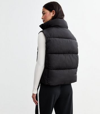 CROPPED PUFFER GILET - Black