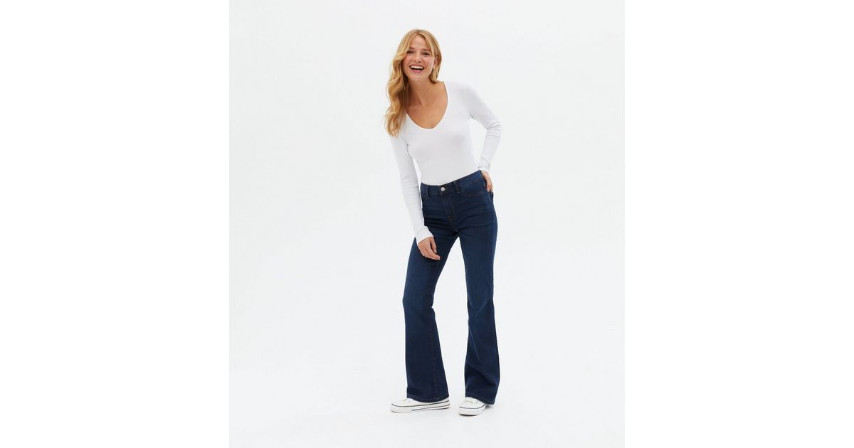 Puno Antologi Skibform JDY Blue Rinse Wash Flared Jeans | New Look