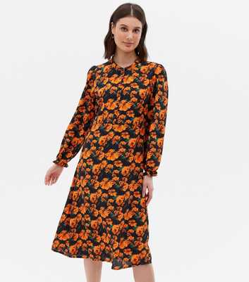 JDY Orange Tile Print Belted Midi Dress