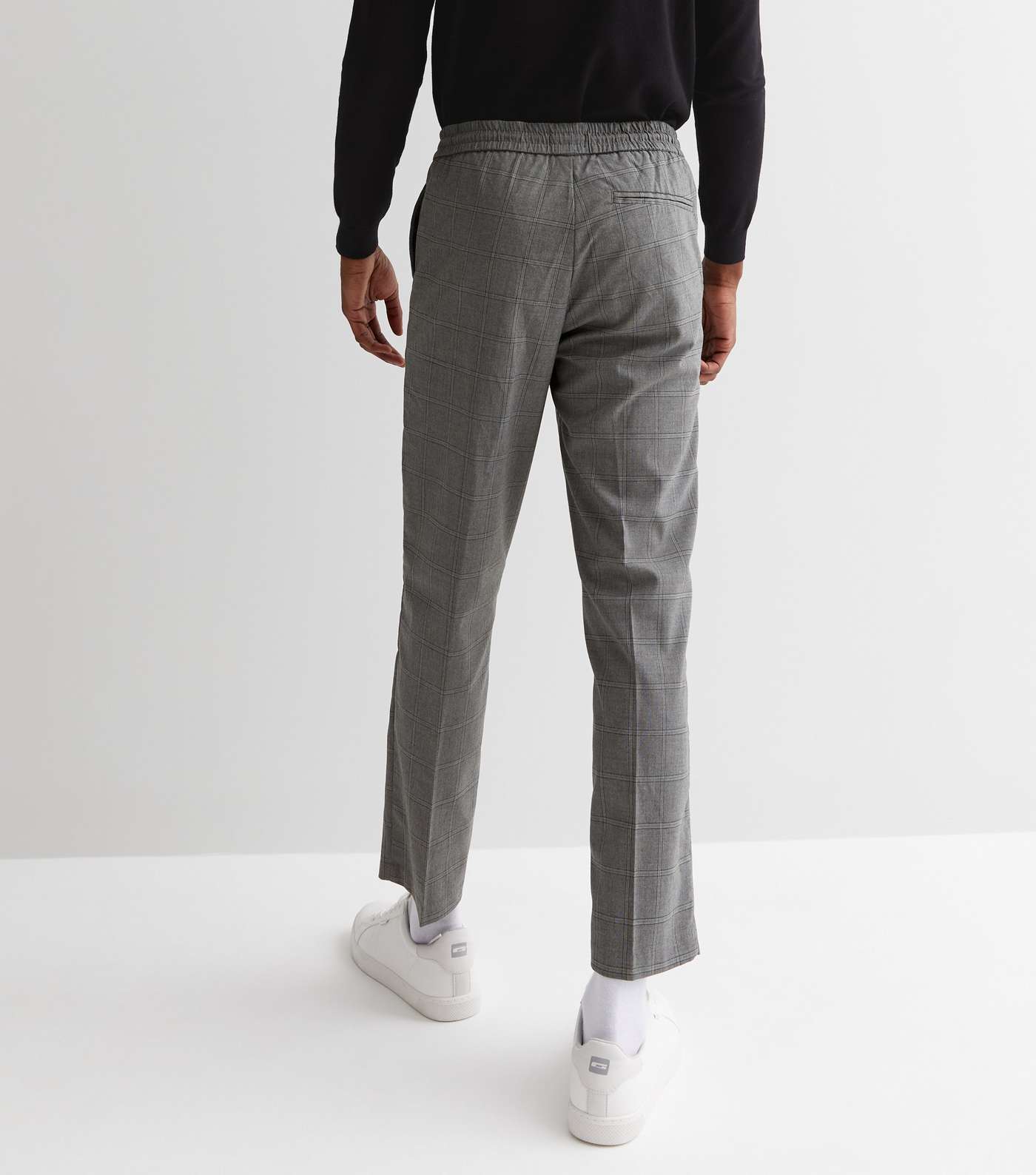 Light Grey Check Slim Fit Trousers Image 4