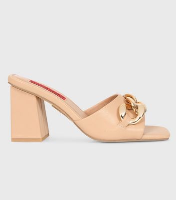 Click to view product details and reviews for London Rebel Cream Chain Block Heel Mules New Look.