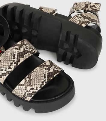 shop for London Rebel Brown Faux Snake Chunky Buckle Sandals New Look at Shopo