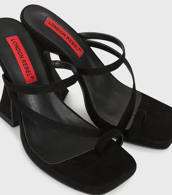 shop for London Rebel Black Suedette Block Heel Sandals New Look at Shopo
