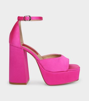 London Rebel Mid Pink Satin Platform 