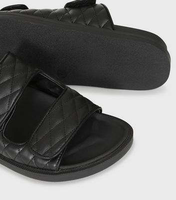 Click to view product details and reviews for London Rebel Black Quilted Double Strap Sliders New Look.