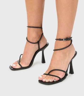 London Rebel Black Strappy Stiletto Heel Sandals | New Look