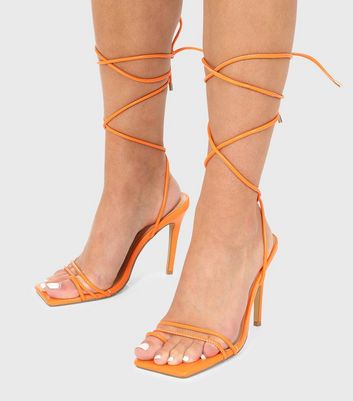 shop for London Rebel Orange Strappy Stiletto Heels New Look at Shopo