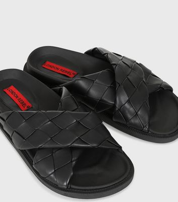 London Rebel Black Woven Cross Strap 