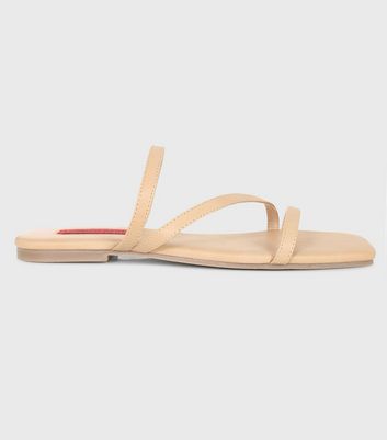 London Rebel Tan Strappy Sliders New Look