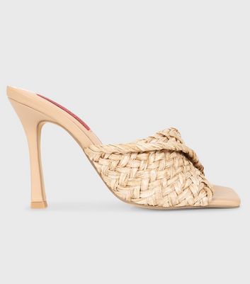 shop for London Rebel Stone Woven Stiletto Heel Mules New Look at Shopo