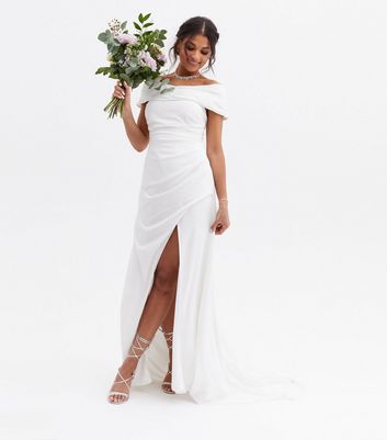 ASOS EDITION Beatrice Bardot Drape Wrap Wedding Dress ASOS