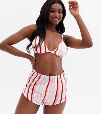 Vero Moda White Stripe Satin Top and Short Pyjama Set
