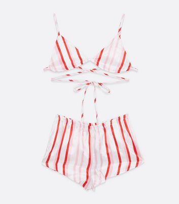 Vero Moda White Stripe Satin Top and Short Pyjama Set New Look