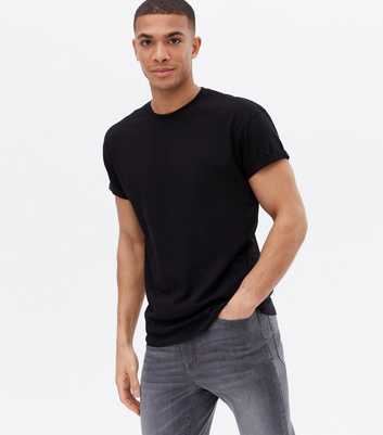 Black Jersey Roll Sleeve T-Shirt