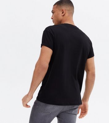 Plain black t shop shirt rolled sleeves