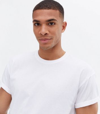 White Jersey Roll Sleeve T-Shirt | New Look