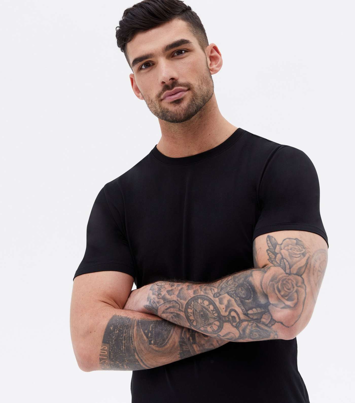 Black Jersey Crew Neck Muscle Fit T-Shirt