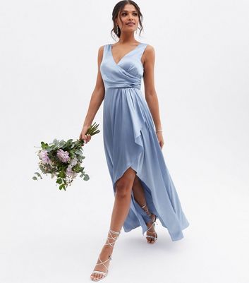 blue grey silk dress