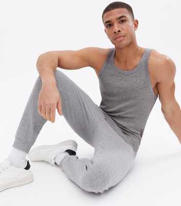 Grey Marl Ribbed Muscle Fit Vest