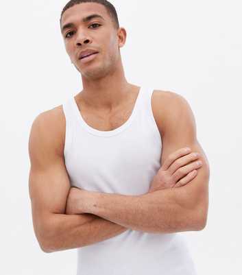 White Ribbed Muscle Fit Vest