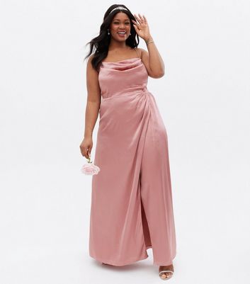 Maya Curves Mid Pink Satin Midi Wrap 