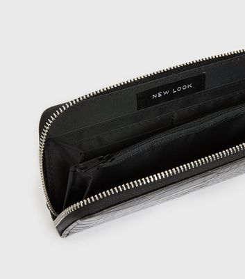 New Look Black Faux Croc Card Holder