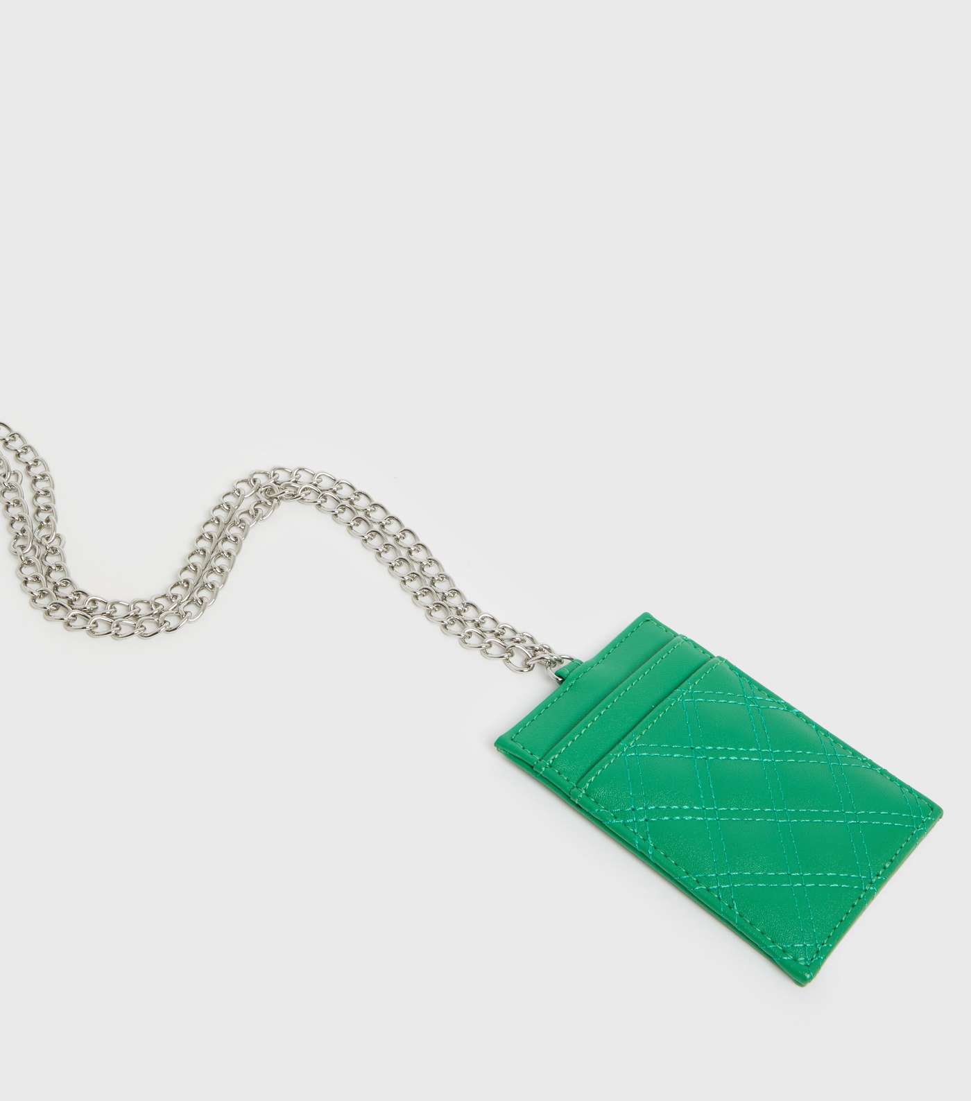 Green Quilted Chain Card Holder Image 2