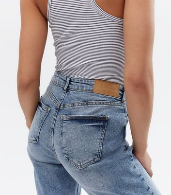 Click to view product details and reviews for Noisy May Pale Blue High Waist Slim Mom Jeans New Look.