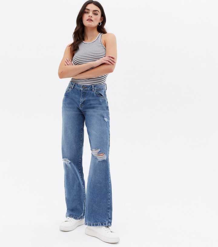 Noisy May Pale Blue Ripped Wide Leg Jeans | New Look