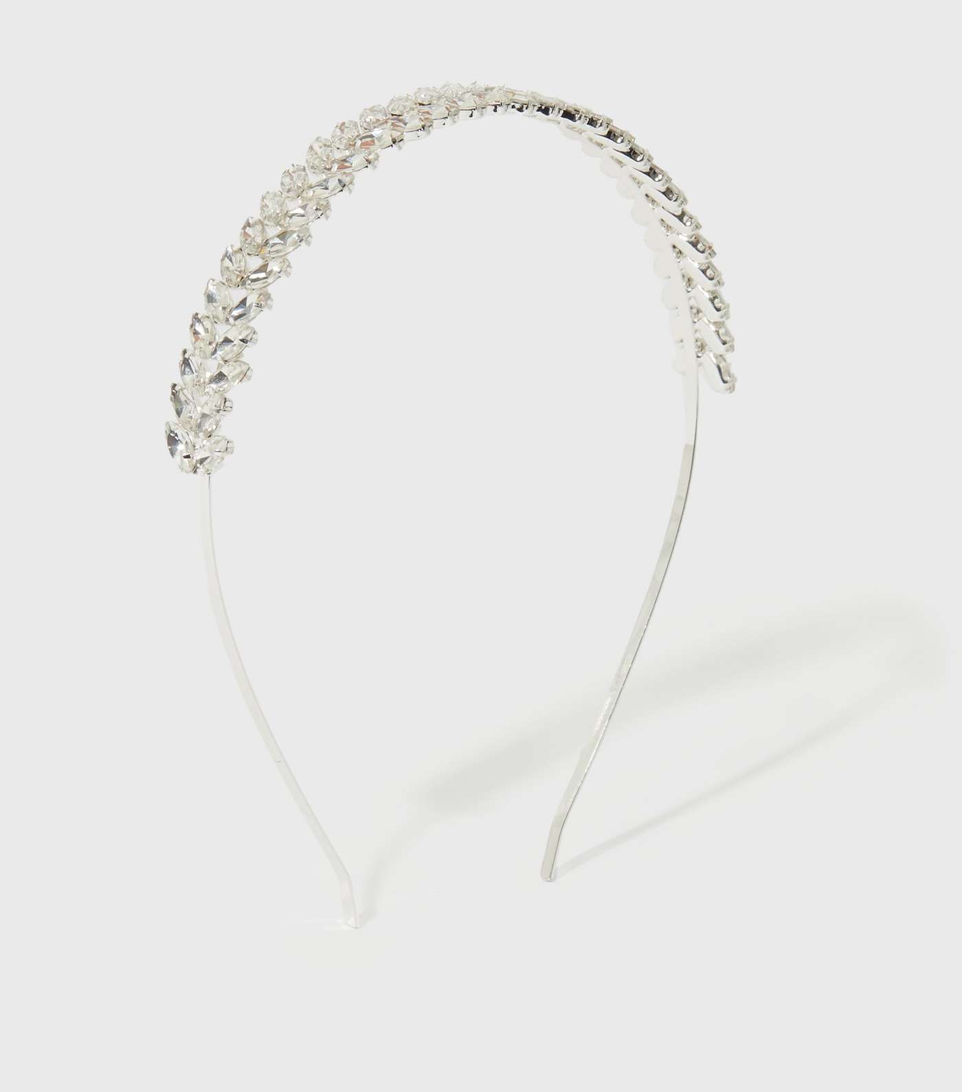 Silver Premium Gem Leaf Headband